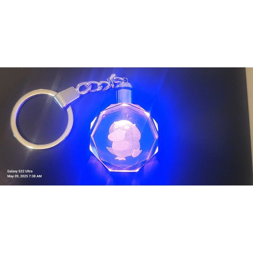 Pokemon Psyduck Keychain Crystal LED Light Up Keyring Bag‎ Charm Gift